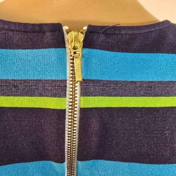 Sara Campbell Striped Shift Dress Women Sz XL Scalloped Hemline - Picture 6 of 7